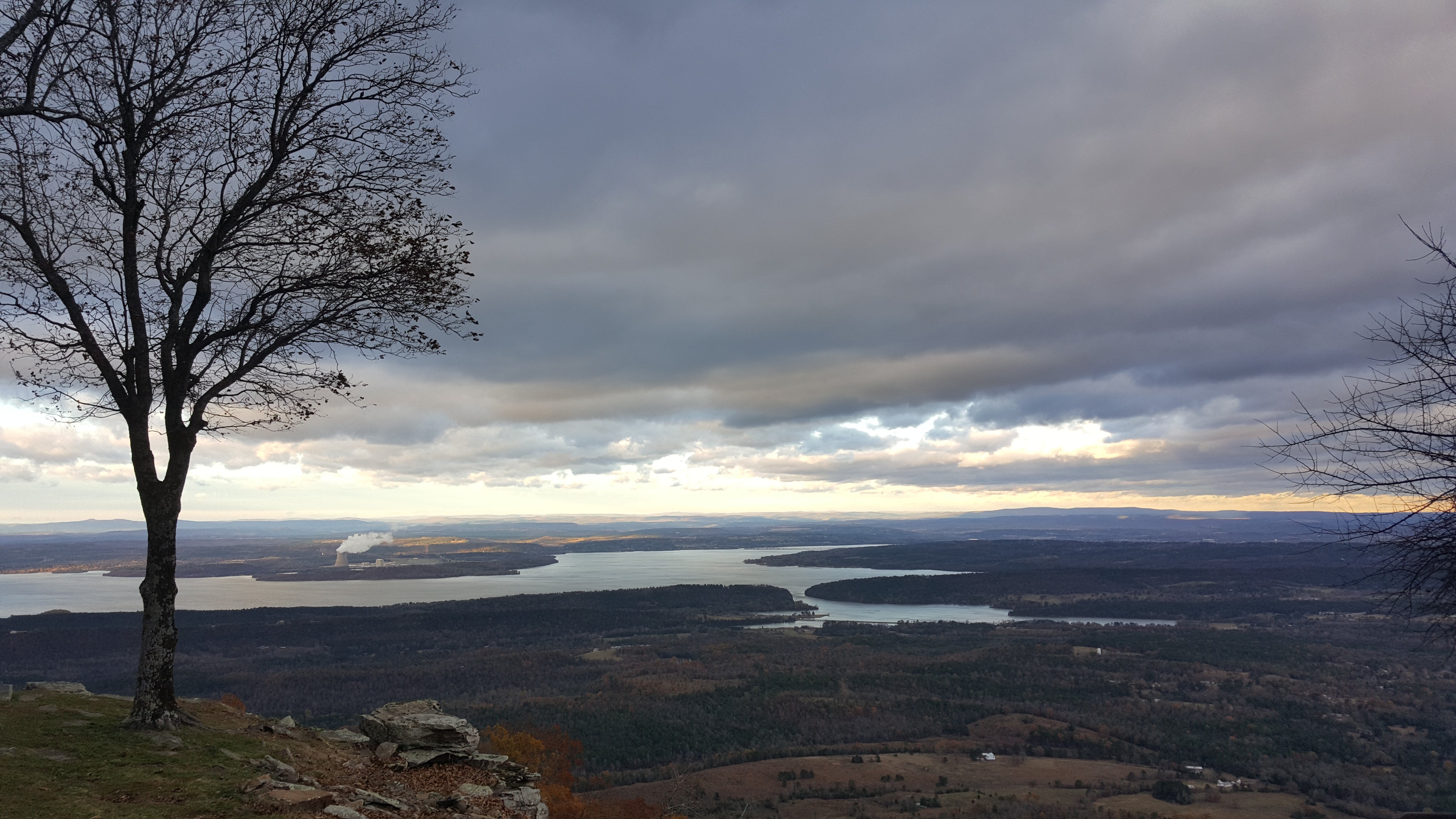 A view of landscape from the top of Mount Nebo, with the Arkansas River in the distance. Photo Courtesy of Arkansas Department of Parks, Heritage, and Tourism.
